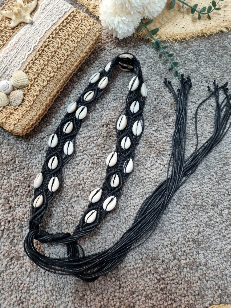 Pasek-Muszelki-Boho-Sznurek-Czarny-Beżowy-1.jpg
