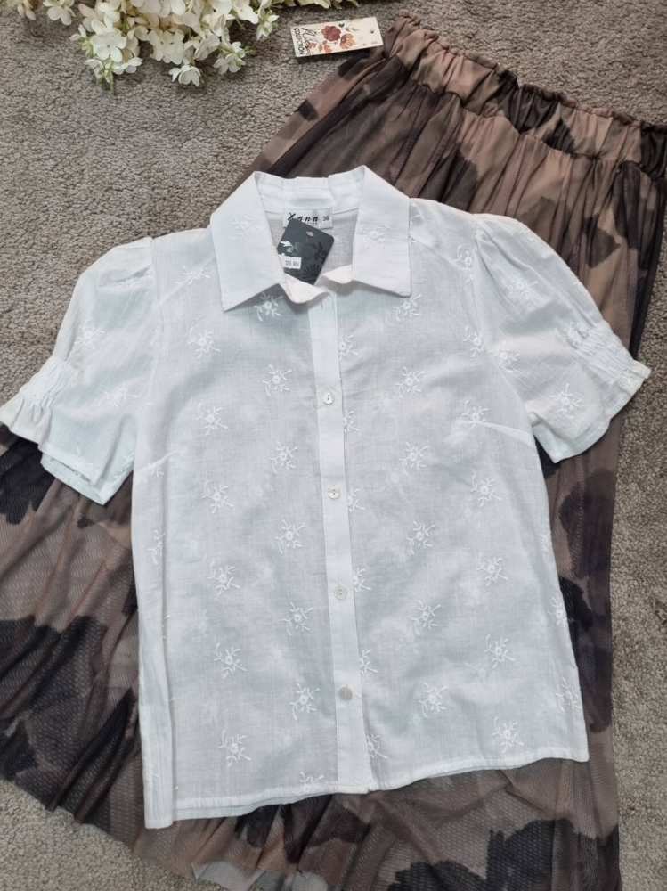 Bluzka-Xana-Koszulowa-Ażurowa-Krórki-Rękaw-Biała-2