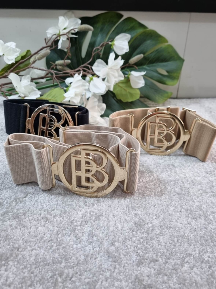 Pasek-BB-Złota-Klamra-Guma-Regulowany-Elastyczny-Szeroki-Czarny-12