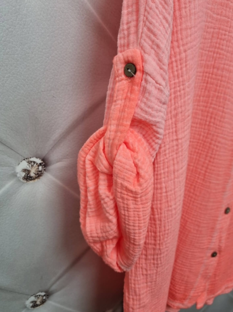 Bluzka-Koszula-Muślinowa-Ivette-Oversize-Neonowy-Pomarańcz-8