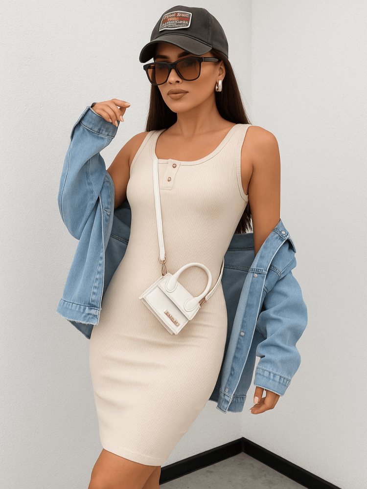 sukienka-prazkowana-bezowy-bez-jasny-elastyczna-dekolt-guziki-motion-noir-lato-2025-butik-szykownia-3