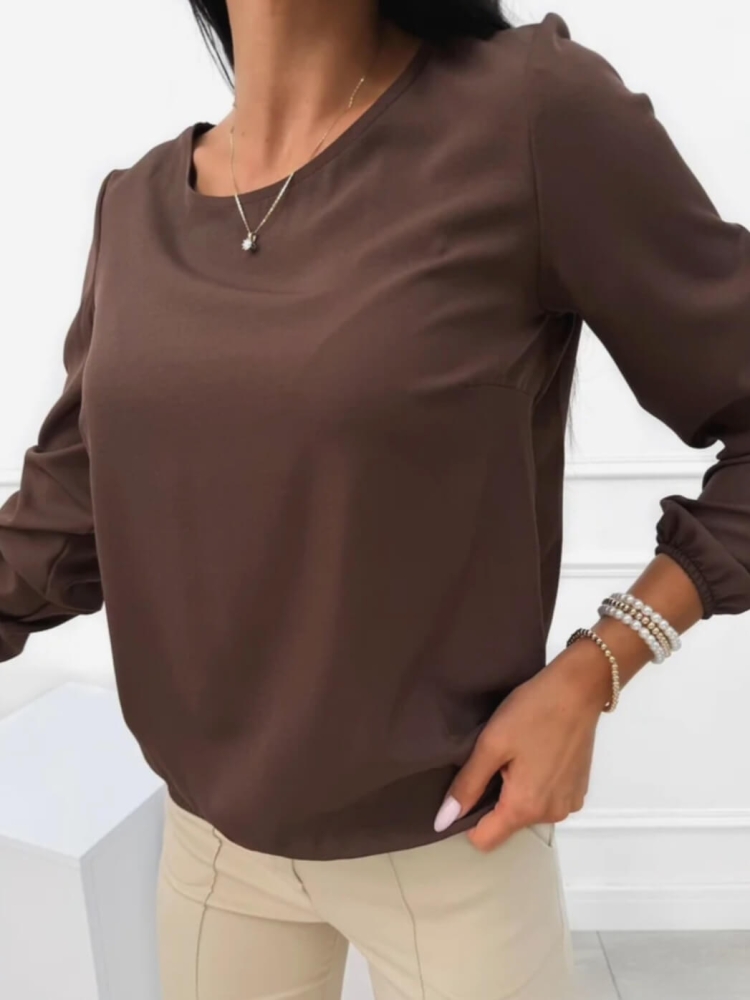 bluzka-madex-czekoladowa-damska-okragly-dekolt-gumka-rekaw-dlugi-wiskoza-poliester-polska-produkcja-butik-szykownia-3