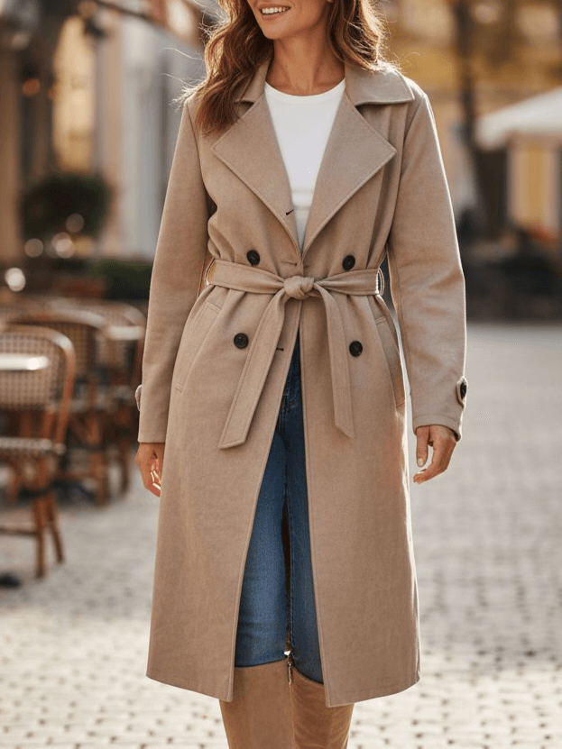 plaszczyk-sara-jasny-bezowy-ala-zamsz-przejsciowy-z-paskiem-podwojny-kolnierz-guziki-elegancki-lekki-modny-butik-szykownia-1