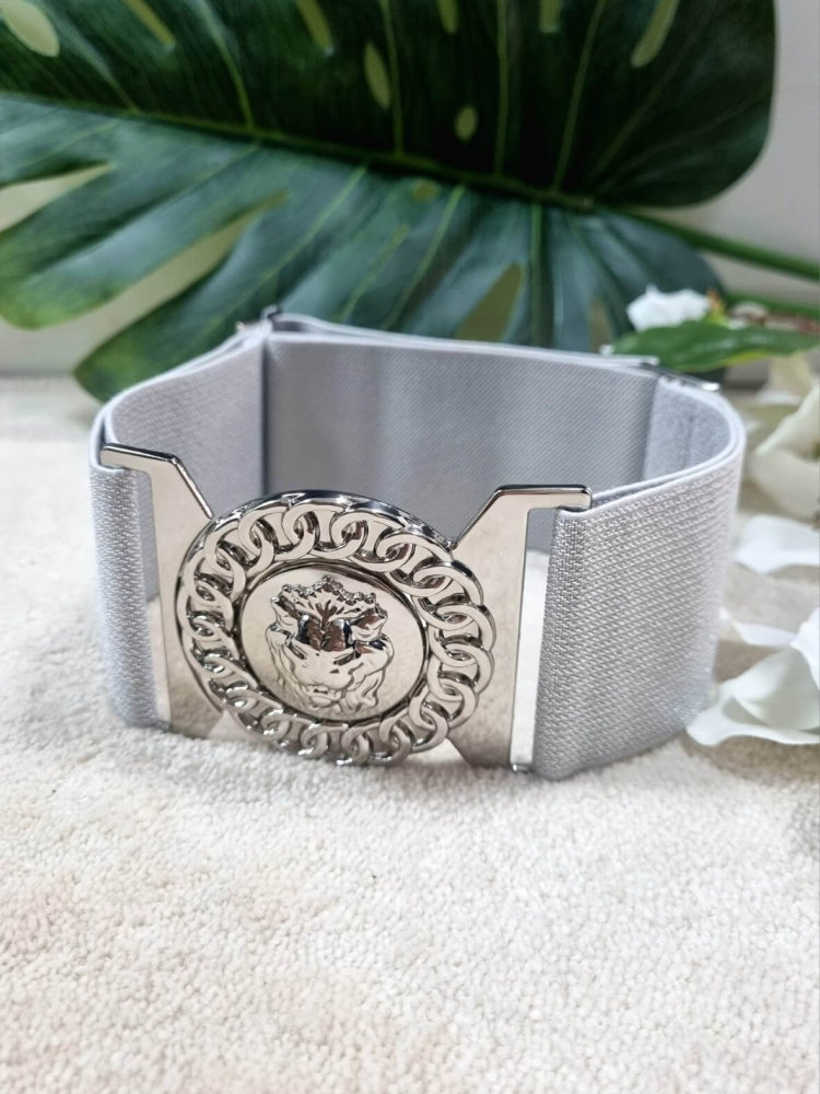 pasek-bb-zabudowany-lion-silver-srebrny-blyszczacy- srebrna-nitka-klamra-glowa-lwa-szeroka-guma-regulowany-elegancki-modny-dodatek-stylowy-klasyczny-butik-szykownia-1
