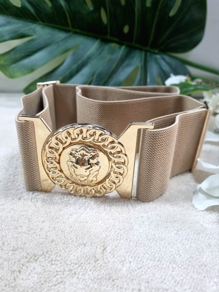 pasek-bb-zabudowany-lion-gold-bezowy-zlota-klamra-glowa-lwa-szeroka-guma-regulowany-elegancki-modny-dodatek-stylowy-klasyczny-butik-szykownia-1