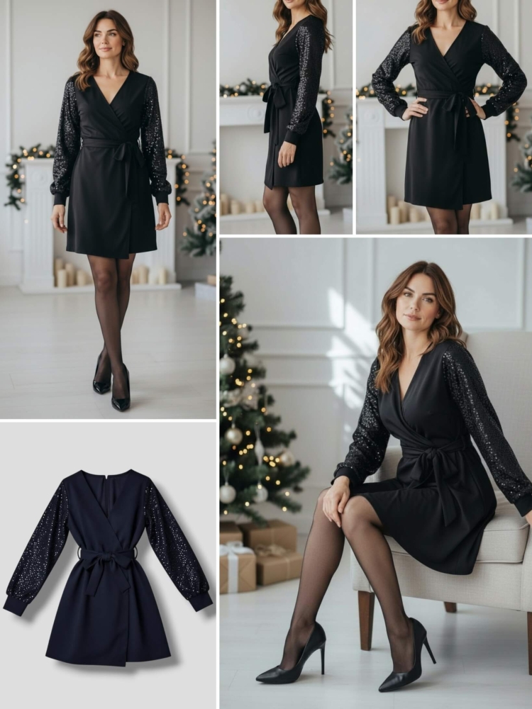 sukienka-koktajlowa-czarna-wloska-zakladkowy-dekolt-v-cekinowe-rekawy-asymetryczna-zakladka-elastyczna-pasek-w-pasie-elegancka-wieczorowa-imprezowa-butik-szykownia-15