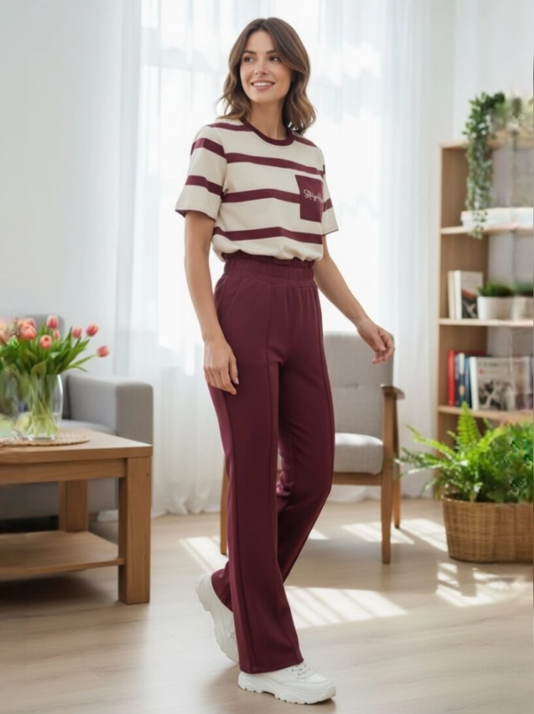 bluzka-tshirt-stayhere-paski-budyniowo-bordowe-kieszonka-bawelna-elastan-codzienna-model-3B-butik-szykownia-6