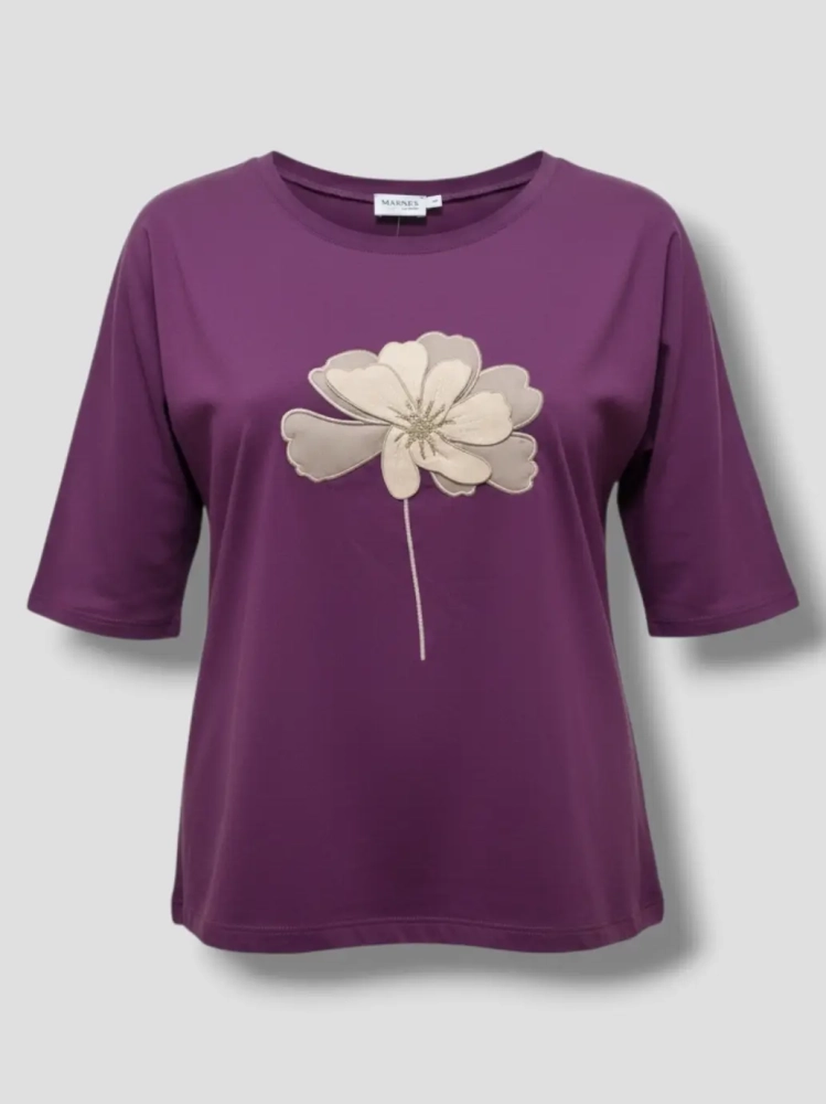 bluzka-tshirt-duzy-kwiat-madnes-polska-produkcja-dekolt-okragly-rekaw-3-4-oberzyna-fiolet-bawelna-elastyczna-jakosc-premium-butik-szykownia-5