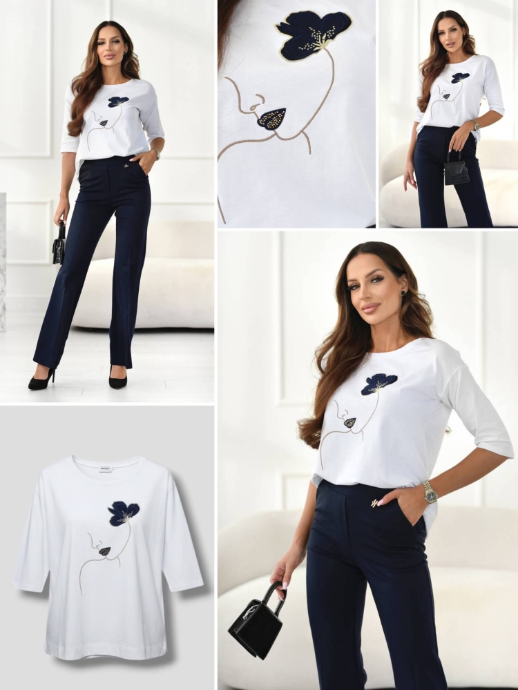 bluzka-tshirt-dziewczyna-twarz-kwiat-granatowy-madnes-polska-produkcja-dekolt-okragly-rekaw-3-4-biala-bawelna-elastyczna-jakosc-premium-butik-szykownia-11