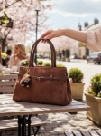 Torebka kuferek Laphrodite L766 zamszowa czekoladowa A5 z paskiem | Butik Szykownia
