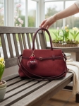 Torebka kuferek Laphrodite L766 zamszowa bordowy A5 z paskiem | Butik Szykownia
