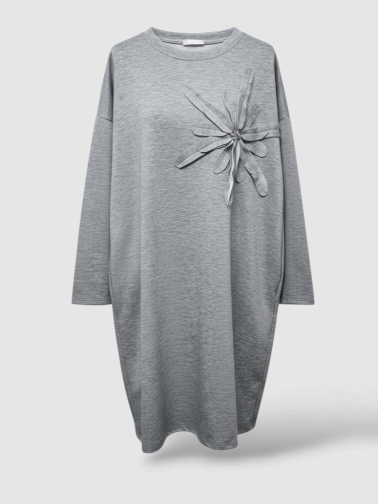 sukienka-soft-bloom-szara-asymetryczna-kwiat-maselko-kieszenie-elegancka-sportowa-wygodna-elastyczna-butik-szykownia-4