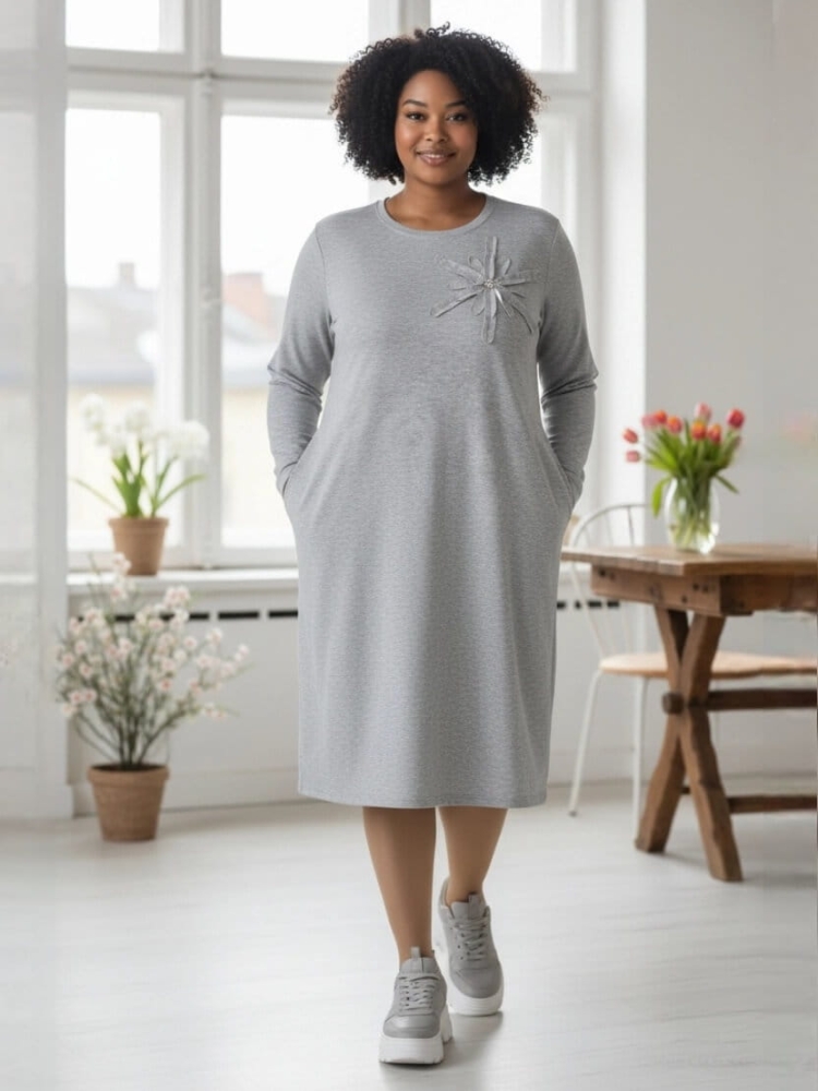 sukienka-soft-bloom-szara-asymetryczna-kwiat-maselko-kieszenie-elegancka-sportowa-wygodna-elastyczna-butik-szykownia-6