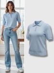 Bluzka sweterkowa polo Classic StayHere baby blue | Butik Szykownia