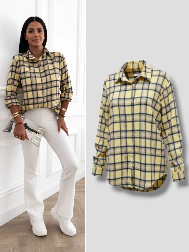 koszula-flanelowa-krata-cienka-zolta-bez-czarna-portofino-check-wloska-produkcja-bawelna-lekka-koszula-damska-oversize-uniwersalna-butik-szykownia-1