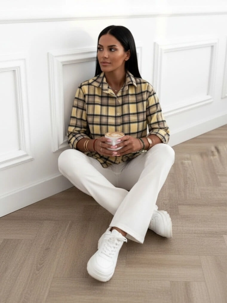 koszula-flanelowa-krata-cienka-zolta-bez-czarna-portofino-check-wloska-produkcja-bawelna-lekka-koszula-damska-oversize-uniwersalna-butik-szykownia-5