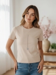 T-shirt Minimal Line Latynka pastelowy beż small size - aplikacja | Butik Szykownia