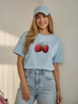 T-shirt Bluzka Maliny Pastelowa Niebieska Latynka | Butik Szykownia