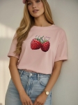 T-shirt Bluzka Maliny Pastelowa Różowa Latynka | Butik Szykownia