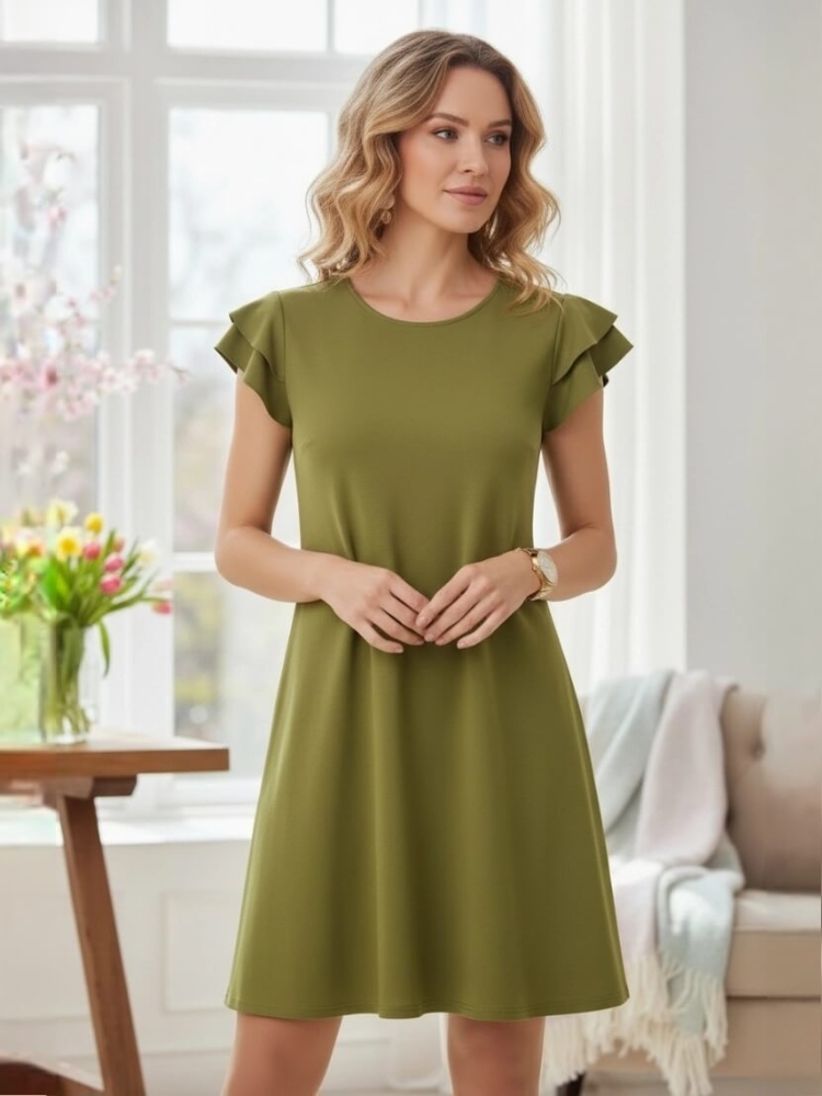 sukienka-rita-oliwkowa-zielen-sukienka-a-line-falbany-na-rekawach-polska-produkcja-elegancka-na-co-dzien-elastyczna-maskujaca-niedoskonalosci-dekolt-okragly-butik-szykownia-3