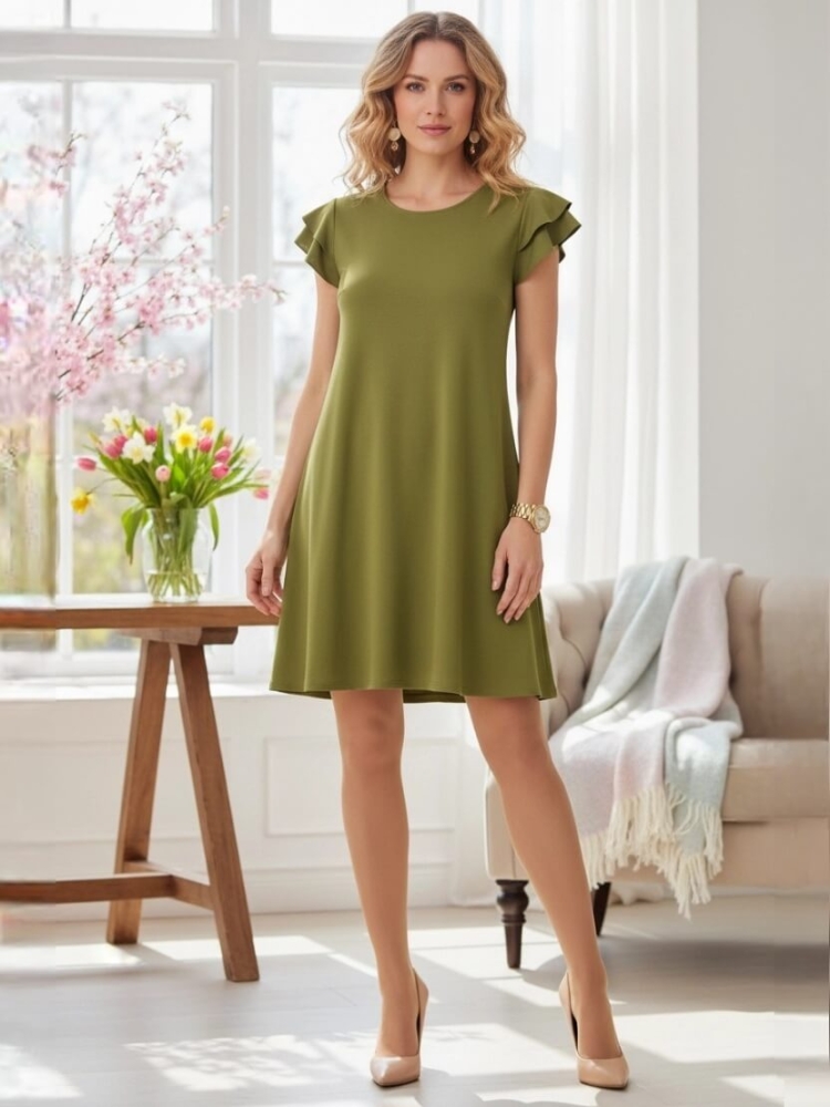 sukienka-rita-oliwkowa-zielen-sukienka-a-line-falbany-na-rekawach-polska-produkcja-elegancka-na-co-dzien-elastyczna-maskujaca-niedoskonalosci-dekolt-okragly-butik-szykownia-6