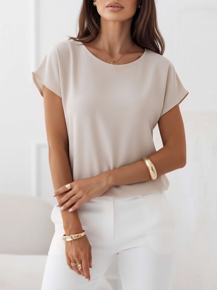 bluzka-bezowa-lila-madex-bluzka-damska-z-gumka-na-dole-bluzka-maskujaca-brzuch-bluzka-wizkozowa-elegancka-codzienna-krotki-rekaw-okragly-dekolt-polska-produkcja-wiosna-lato-butik-szykownia-1