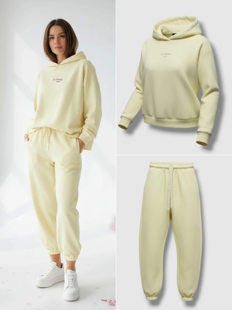 dres-damski-komplet-oversize-mooij-le-marais-paris-bluza-z-kapturem-spodnie-balloon-pastelowy-zolty-bawelna-haft-logo-wygodny-modny-wiosenny-komplet-dresowy-damski-styl-casual-premium-butik-szykownia-1