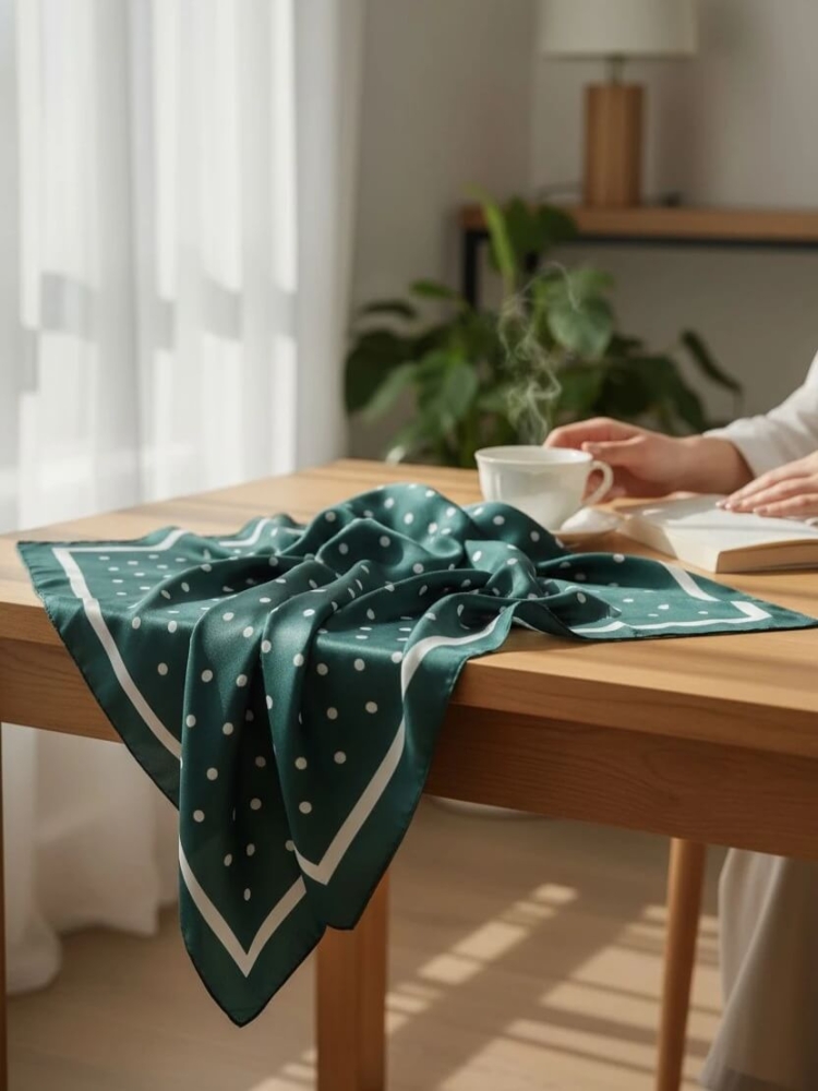 gawroszka-marine-apaszka-70x70-sliska-jak-jedwab-butelkowa-zielen-biala-w-kropki-elegancka-damska-apaszka-do-szyi-wlosow-torebki-wiskoza-silk-poliester-wzorzysta-modny-dodatek-wiosna-lato-butik-szykownia-2