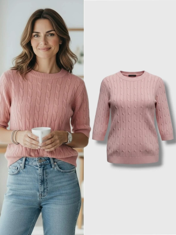 sweter-bluzka-sweterkowa-dolce-giccante-pastelowy-pudrowy-roz-warkoczowy-elastyczny-rękaw-3-4-do-lokcia-wiskoza-dekolt-okragly-rozmiar-uniwersalny-wiosenny-elegancki-casual-butik-szykownia-8
