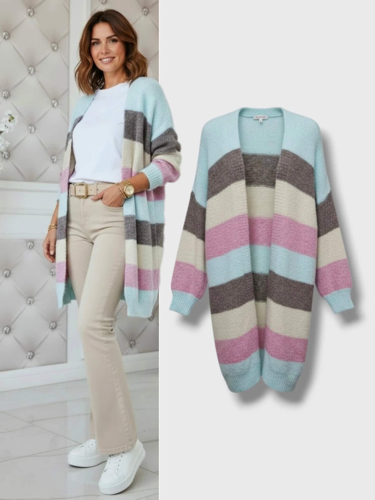 sweter-kardigan-damski-dlugi-pastelowe-pasy-mieta-mocca-ecru-roz-uniwersalny-made-in-italy-miekki-bez-zapiecia-bez-kieszeni-wiosenny-otulacz-butik-szykownia-1
