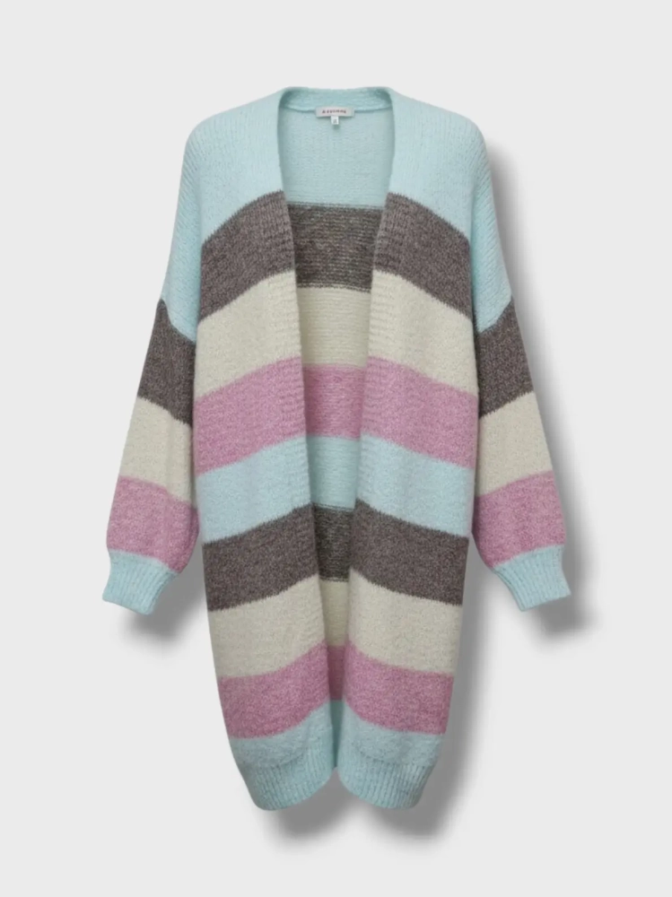 sweter-kardigan-damski-dlugi-pastelowe-pasy-mieta-mocca-ecru-roz-uniwersalny-made-in-italy-miekki-bez-zapiecia-bez-kieszeni-wiosenny-otulacz-butik-szykownia-6
