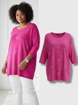 Bluzka Over Chic „V Shine” – Oversize Big Size Fuksja