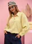 Koszula Stripe Latynka żółta bawełna oversize paski