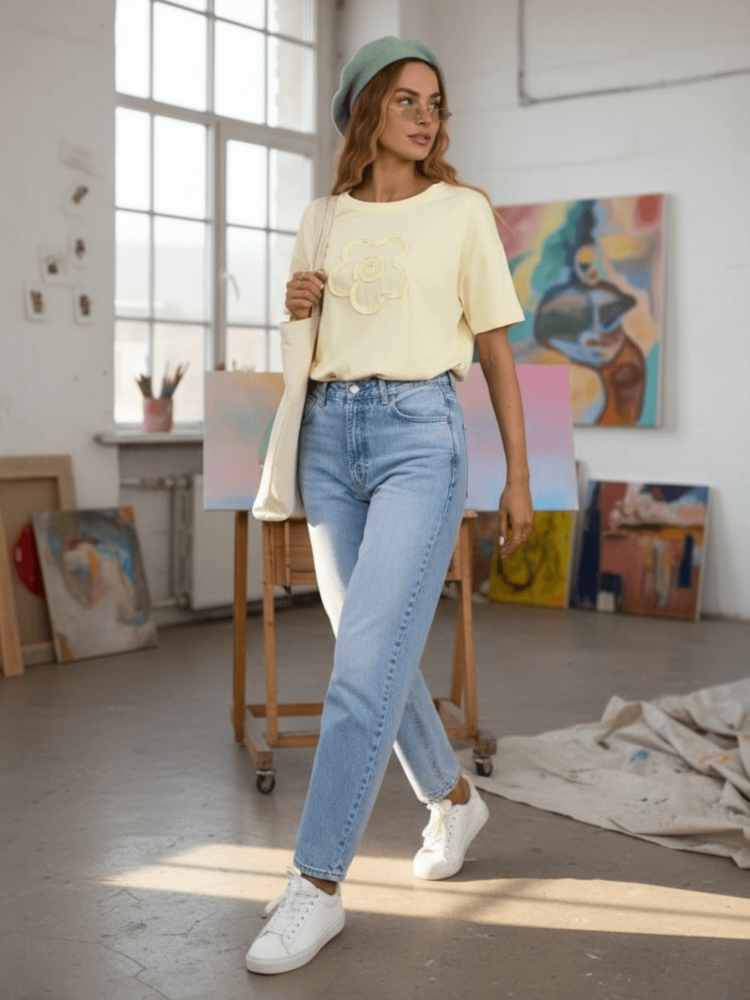 bluzka-kwiat-3d-latynka-pastelowy-zolty-tshirt-damski-bawelna-elastan-aplikacja-kwiat-3d-krotki-rekaw-polska-produkcja-rozmiary-standardowe-i-nadwymiary-modna-bluzka-damska-wiosna-butik-szykownia-6
