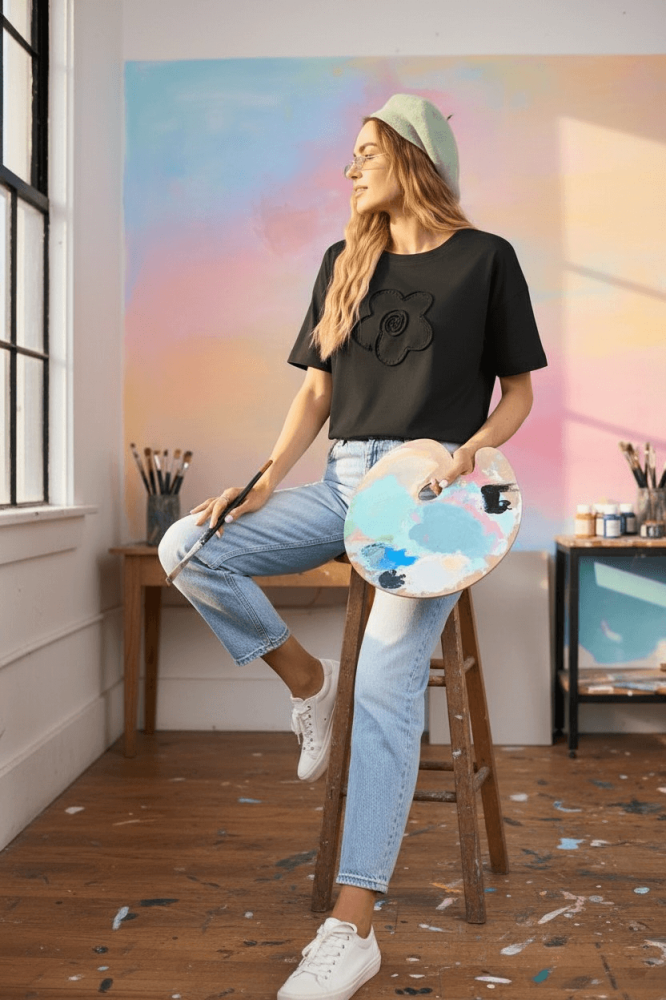 bluzka-kwiat-3d-latynka-czarna-tshirt-damski-bawelna-elastan-aplikacja-kwiat-3d-krotki-rekaw-polska-produkcja-rozmiary-standardowe-i-nadwymiary-modna-bluzka-damska-wiosna-butik-szykownia-5