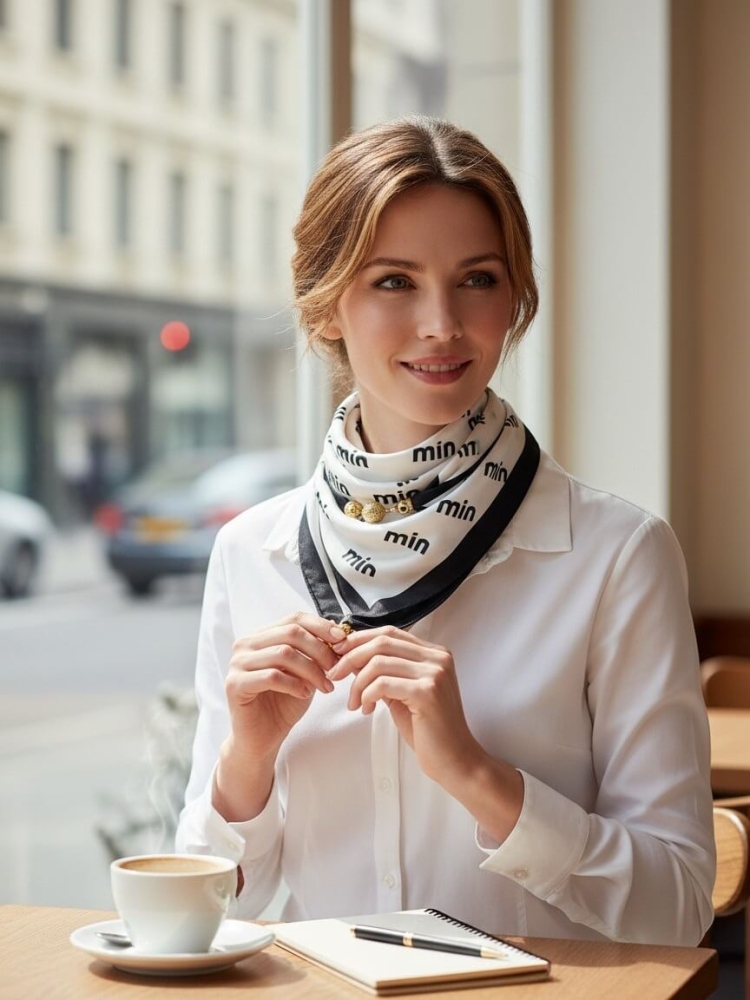 gawroszka-min-biala-czarne-napisy-magnetyczne-zapiecie-apaszka-damska-65x65-bawelna-wiskoza-modny-dodatek-do-szyi-butik-szykownia-2