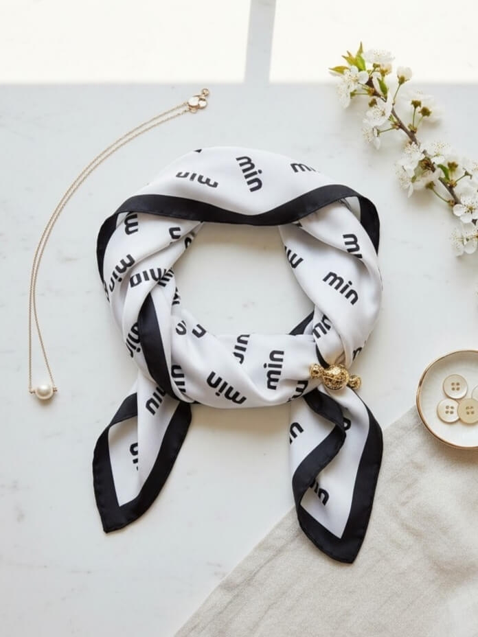 gawroszka-min-biala-czarne-napisy-magnetyczne-zapiecie-apaszka-damska-65x65-bawelna-wiskoza-modny-dodatek-do-szyi-butik-szykownia-3