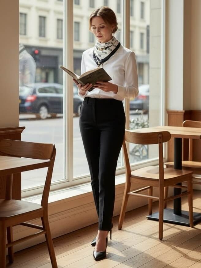 gawroszka-min-biala-czarne-napisy-magnetyczne-zapiecie-apaszka-damska-65x65-bawelna-wiskoza-modny-dodatek-do-szyi-butik-szykownia-5