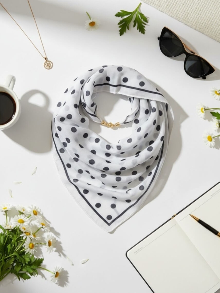 gawroszka-flow-kropki-czarne-biała-magnetyczne-zapiecie-apaszka-damska-65x65-bawelna-wiskoza-modny-dodatek-do-szyi-butik-szykownia-1