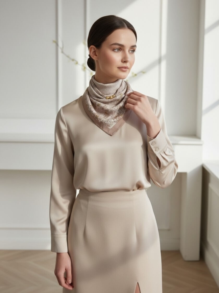 gawroszka-flow-bezowa-w-biale-kwiaty-magnetyczne-zapiecie-apaszka-damska-65x65-bawelna-wiskoza-modny-dodatek-do-szyi-butik-szykownia-4