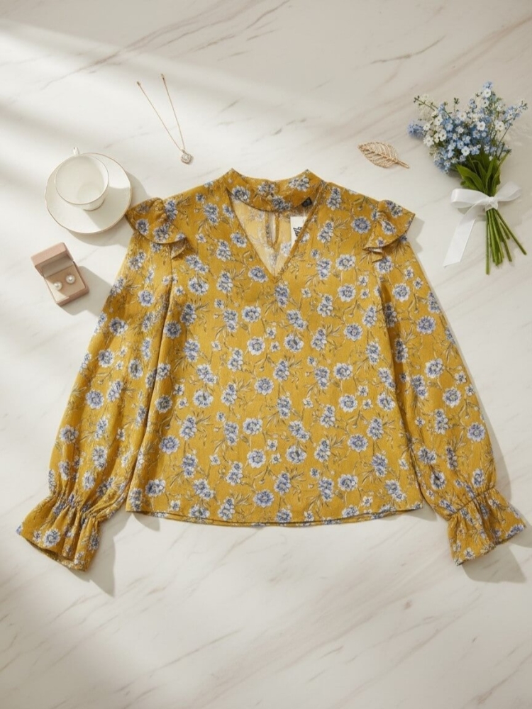 bluzka-elviana-musztardowa-kwiaty-dekolt-v-choker-falbanka-rekaw-dlugi-elegancka-bluzka-damska-wiosenna-kwiatowy-print-modna-bluzka-damska-uniwersalna-butik-szykownia-4