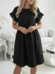 Sukienka Almeria czarna w kwiaty 3D oversize z falbanką