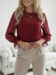 Bluzka Valentina bordowa z tiulem kropki Madex 