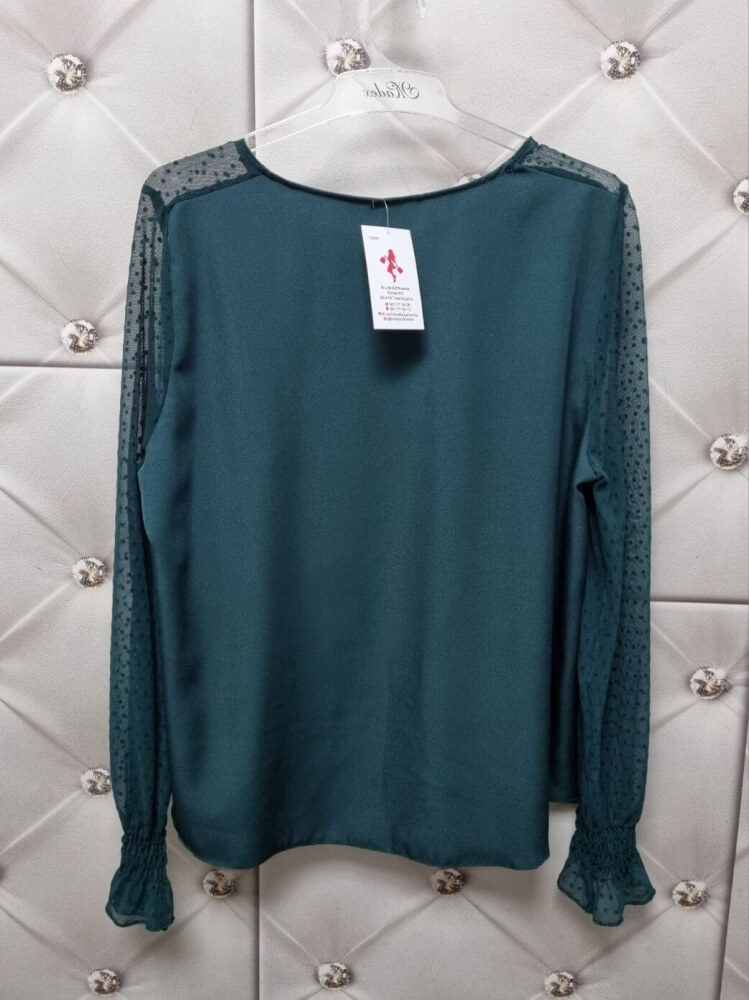 bluzka-valentina-tiulowe-rekawy-kropki-zielona-butelkowa-polska-produkcja-madex-bawelna-elastyczna-elegancka-butik-szykownia-10