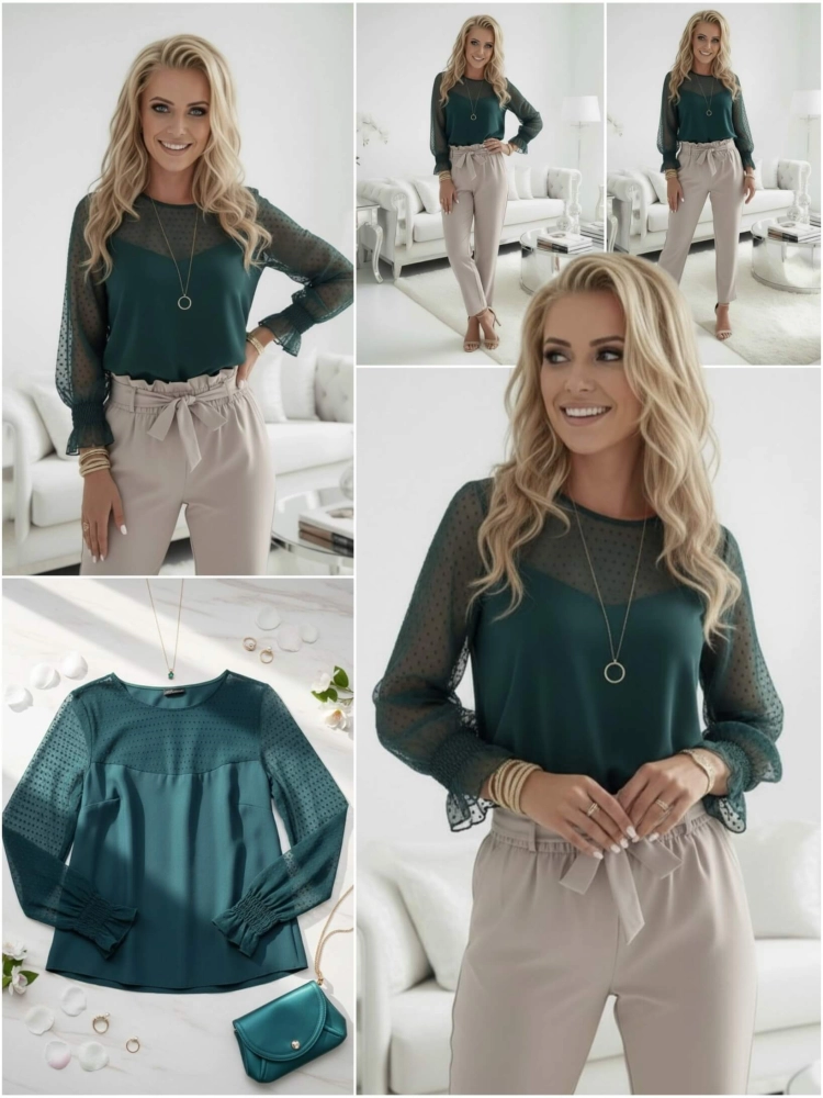 bluzka-valentina-tiulowe-rekawy-kropki-zielona-butelkowa-polska-produkcja-madex-bawelna-elastyczna-elegancka-butik-szykownia-12