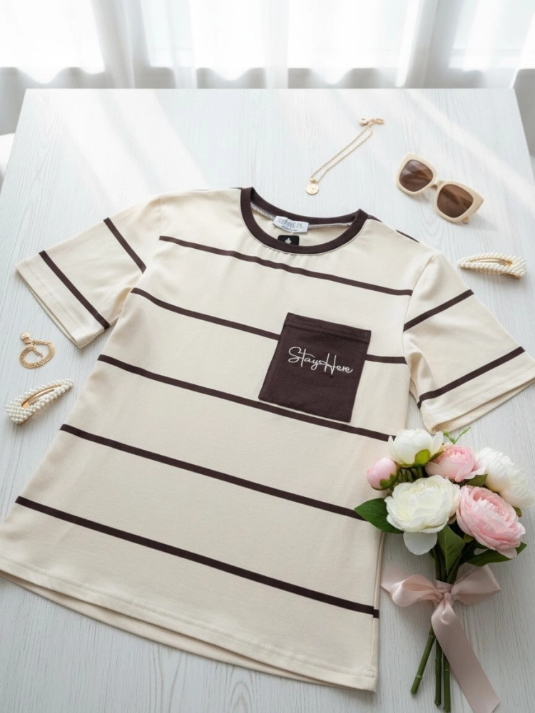 bluzka-tshirt-stayhere-paski-waskie-kieszonka-logo-czekolada-budyniowa-waniliowa-bawelna-uniwersalna-jakosc-model-6-butik-szykownia-4