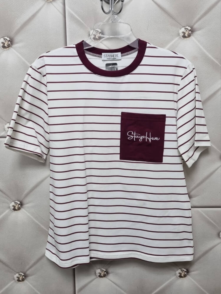 bluzka-tshirt-stayhere-paski-bialo-bordowe-kieszonka-bawelna-elastan-codzienna-model-7A-butik-szykownia-9