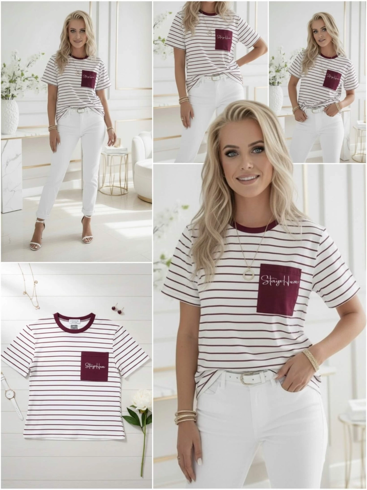 bluzka-tshirt-stayhere-paski-bialo-bordowe-kieszonka-bawelna-elastan-codzienna-model-7A-butik-szykownia-12