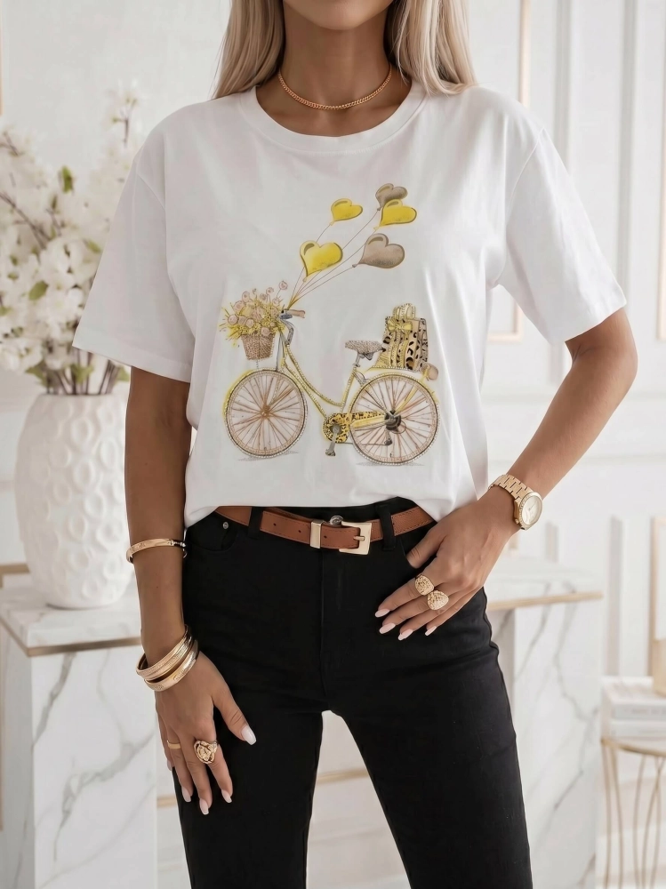 bluzka-tshirt-agape-biala-oversize-aplikacja-3d-rower-zolty-krotki-rekaw-bawelna-elastan-wloska-produkcja-modna-casual-wiosna-lato-butik-szykownia-1
