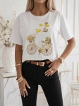 Bluzka T-shirt Agape biała oversize z aplikacją 3D Rower Żółty